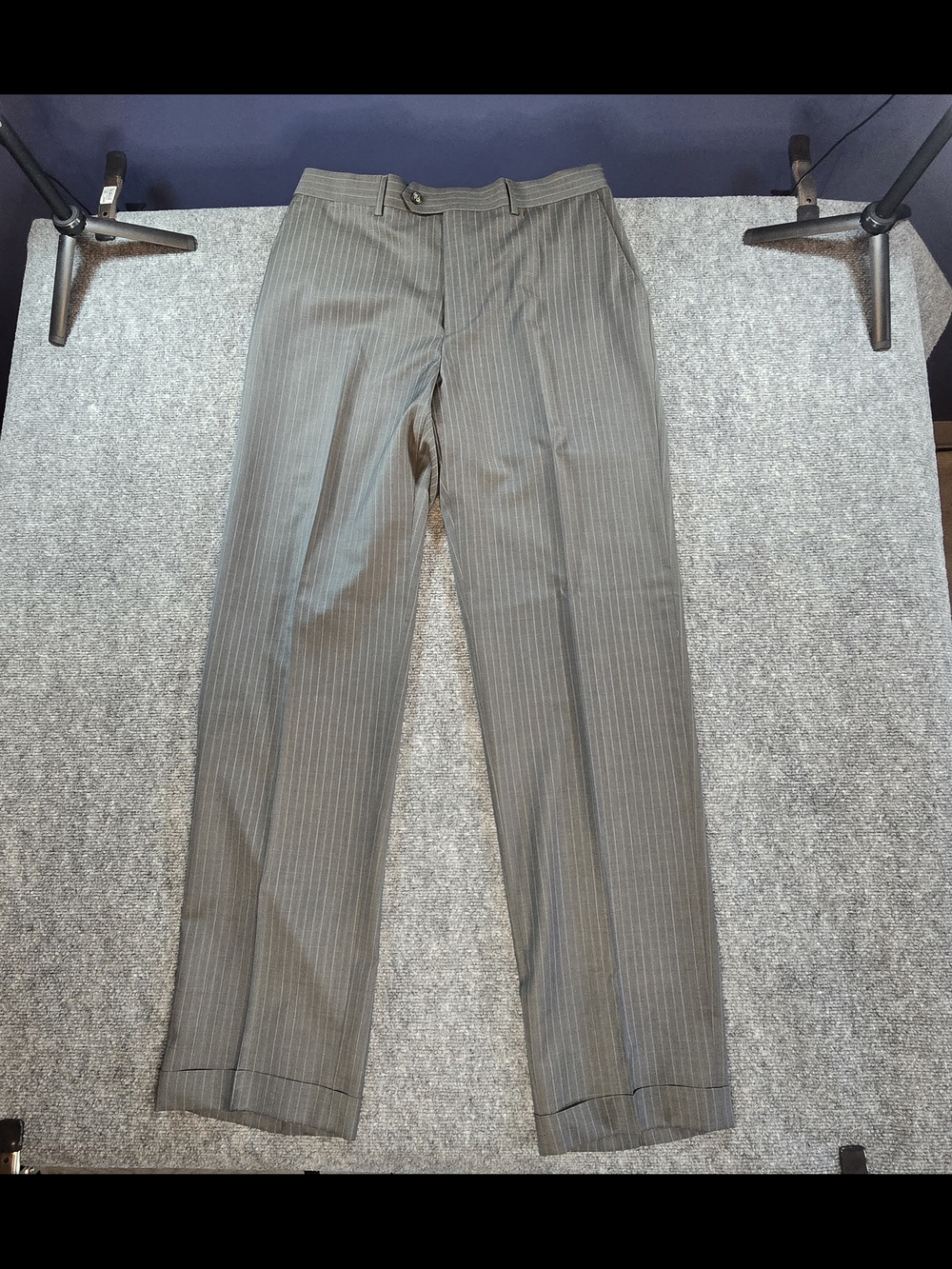 Jhane Barnes Wool Dress Pants Mens 36L Gray Pinstripe Tailored Trousers